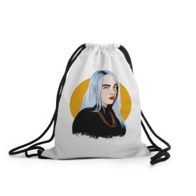 Рюкзак-мешок 3D с принтом Billie Eilish в Рязани, 100% полиэстер | плотность ткани — 200 г/м2, размер — 35 х 45 см; лямки — толстые шнурки, застежка на шнуровке, без карманов и подкладки | bad | billie | boy | boys | eilish | girl | girls | music | pop | rap | sad | trend | билли | грустно | девочка | девочки | девушка | мальчик | музыка | поп | рэп | тренд | эйлиш