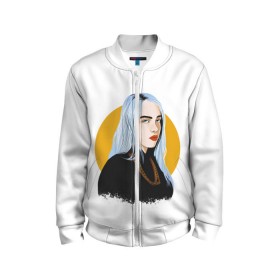 Детский бомбер 3D с принтом Billie Eilish в Рязани, 100% полиэстер | застегивается на молнию, по бокам два кармана без застежек, мягкие манжеты, по низу бомбера и на воротнике — эластичная резинка | bad | billie | boy | boys | eilish | girl | girls | music | pop | rap | sad | trend | билли | грустно | девочка | девочки | девушка | мальчик | музыка | поп | рэп | тренд | эйлиш