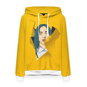 Женская толстовка 3D с принтом Billie Eilish в Рязани, 100% полиэстер  | двухслойный капюшон со шнурком для регулировки, мягкие манжеты на рукавах и по низу толстовки, спереди карман-кенгуру с мягким внутренним слоем. | bad | billie | boy | boys | eilish | girl | girls | music | pop | rap | sad | trend | билли | грустно | девочка | девочки | девушка | мальчик | музыка | поп | рэп | тренд | эйлиш