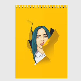 Скетчбук с принтом Billie Eilish в Рязани, 100% бумага
 | 48 листов, плотность листов — 100 г/м2, плотность картонной обложки — 250 г/м2. Листы скреплены сверху удобной пружинной спиралью | bad | billie | boy | boys | eilish | girl | girls | music | pop | rap | sad | trend | билли | грустно | девочка | девочки | девушка | мальчик | музыка | поп | рэп | тренд | эйлиш