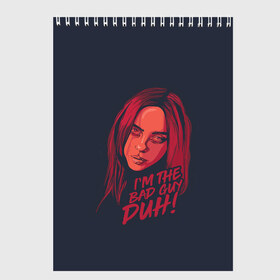 Скетчбук с принтом Billie Eilish в Рязани, 100% бумага
 | 48 листов, плотность листов — 100 г/м2, плотность картонной обложки — 250 г/м2. Листы скреплены сверху удобной пружинной спиралью | bad | billie | boy | boys | eilish | girl | girls | music | pop | rap | sad | trend | билли | грустно | девочка | девочки | девушка | мальчик | музыка | поп | рэп | тренд | эйлиш