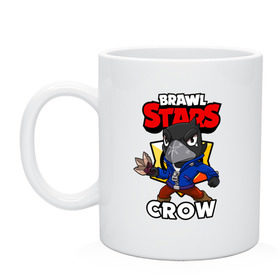 Кружка с принтом BRAWL STARS CROW в Рязани, керамика | объем — 330 мл, диаметр — 80 мм. Принт наносится на бока кружки, можно сделать два разных изображения | Тематика изображения на принте: brawl stars | brawl stars crow | brawler | crow | бравл старз | бравлер | ворон