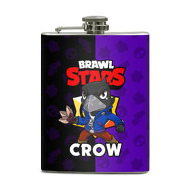 Фляга с принтом BRAWL STARS CROW в Рязани, металлический корпус | емкость 0,22 л, размер 125 х 94 мм. Виниловая наклейка запечатывается полностью | Тематика изображения на принте: brawl stars | brawl stars crow | brawler | crow | бравл старз | бравлер | ворон