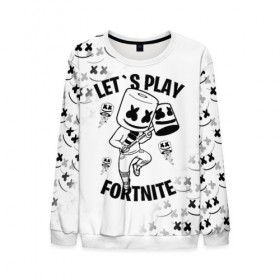 Мужской свитшот 3D с принтом FORTNITE x MARSHMELLO в Рязани, 100% полиэстер с мягким внутренним слоем | круглый вырез горловины, мягкая резинка на манжетах и поясе, свободная посадка по фигуре | fortnite | fortnite 2 | fortnite x | marshmello | ninja | ninja hyper streamer | ninja streamer | streamer | tyler blevins | маршмелло | ниндзя | фортнайт | фортнайт 2 | фортнайт глава 2