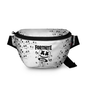 Поясная сумка 3D с принтом FORTNITE x MARSHMELLO в Рязани, 100% полиэстер | плотная ткань, ремень с регулируемой длиной, внутри несколько карманов для мелочей, основное отделение и карман с обратной стороны сумки застегиваются на молнию | 