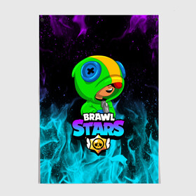 Постер с принтом BRAWL STARS LEON | ЛЕОН в Рязани, 100% бумага
 | бумага, плотность 150 мг. Матовая, но за счет высокого коэффициента гладкости имеет небольшой блеск и дает на свету блики, но в отличии от глянцевой бумаги не покрыта лаком | brawl stars | bull | colt | crow | leon | stars | берли | бо | брок | ворон | джесси | динамайк | дэррил | кольт | леон | мортис | нита | пайпер | пенни | поко | пэм | рикошет | спайк | фрэнк | шелли | эль примо