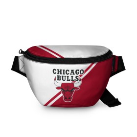 Поясная сумка 3D с принтом Chicago Bulls Red-White в Рязани, 100% полиэстер | плотная ткань, ремень с регулируемой длиной, внутри несколько карманов для мелочей, основное отделение и карман с обратной стороны сумки застегиваются на молнию | bulls | chicago | chicago bulls | nba | баскетбол | буллз | нба | чикаго | чикаго буллз