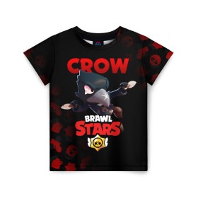 Детская футболка 3D с принтом BRAWL STARS CROW в Рязани, 100% гипоаллергенный полиэфир | прямой крой, круглый вырез горловины, длина до линии бедер, чуть спущенное плечо, ткань немного тянется | brawl stars | bull | colt | crow | leon | stars | берли | бо | брок | ворон | джесси | динамайк | дэррил | кольт | леон | мортис | нита | пайпер | пенни | поко | пэм | рикошет | спайк | фрэнк | шелли | эль примо