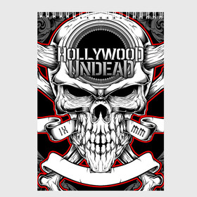 Скетчбук с принтом Hollywood Undead в Рязани, 100% бумага
 | 48 листов, плотность листов — 100 г/м2, плотность картонной обложки — 250 г/м2. Листы скреплены сверху удобной пружинной спиралью | been | bloody nose | california | hell | lyrics | music | octone | official | psalms | records | rock | song | to | vevo | video | кранккор | метал | рэп рок | электроник