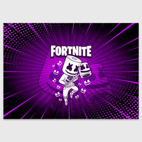 Поздравительная открытка с принтом FORTNITE MARSHMELLO в Рязани, 100% бумага | плотность бумаги 280 г/м2, матовая, на обратной стороне линовка и место для марки
 | chapter 2 | fortnite | marshmello | диджей | игры | маршмэллоу | молоток | фортнайт