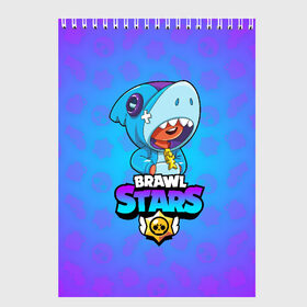 Скетчбук с принтом BRAWL STARS LEON SHARK в Рязани, 100% бумага
 | 48 листов, плотность листов — 100 г/м2, плотность картонной обложки — 250 г/м2. Листы скреплены сверху удобной пружинной спиралью | brawl stars | bull | colt | crow | leon | leon shark | shark | stars | акула | берли | ворон | динамайк | кольт | леон | леон акула | нита | спайк | шелли | эль примо