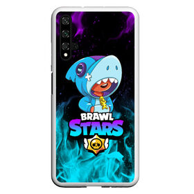 Чехол для Honor 20 с принтом BRAWL STARS LEON SHARK в Рязани, Силикон | Область печати: задняя сторона чехла, без боковых панелей | Тематика изображения на принте: brawl stars | bull | colt | crow | leon | leon shark | shark | stars | акула | берли | ворон | динамайк | кольт | леон | леон акула | нита | спайк | шелли | эль примо