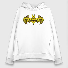 Женское худи Oversize хлопок с принтом Batman logo в Рязани, френч-терри — 70% хлопок, 30% полиэстер. Мягкий теплый начес внутри —100% хлопок | боковые карманы, эластичные манжеты и нижняя кромка, капюшон на магнитной кнопке | bat man | batman | batman comics | caped crusader | comics | dark knight | shtatjl | бетмен | брюс уэйн | бэт мен | бэтмен | тёмный рыцарь