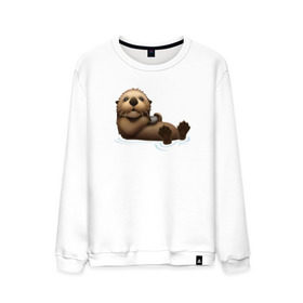 Мужской свитшот хлопок с принтом Otter emoji в Рязани, 100% хлопок |  | Тематика изображения на принте: 