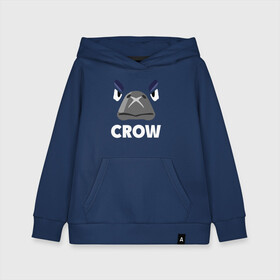 Детская толстовка хлопок с принтом Brawl Stars CROW в Рязани, 100% хлопок | Круглый горловой вырез, эластичные манжеты, пояс, капюшен | brawl | brawl stars | crow | leon | stars | бравл | бравл старс | браво старс | ворон | ворона | игра | компьютерная | костюм | кофта | кров | леон | онлайн | старс