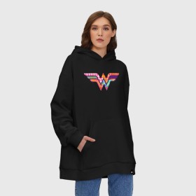 Худи SuperOversize хлопок с принтом Wonder Woman logo в Рязани, 70% хлопок, 30% полиэстер, мягкий начес внутри | карман-кенгуру, эластичная резинка на манжетах и по нижней кромке, двухслойный капюшон
 | dc | dc comics | diana prince | shtatjl | wonder woman | вандер вуман | вондер вуман | галь гадот | диана принс | супер женщина | чудо женщина