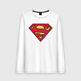 Мужской лонгслив хлопок с принтом Superman logo в Рязани, 100% хлопок |  | clark kent | superman | кларк кент | супермен | супермэн