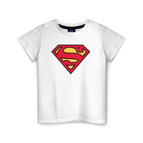 Детская футболка хлопок с принтом Superman logo в Рязани, 100% хлопок | круглый вырез горловины, полуприлегающий силуэт, длина до линии бедер | clark kent | superman | кларк кент | супермен | супермэн