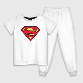 Детская пижама хлопок с принтом Superman logo в Рязани, 100% хлопок |  брюки и футболка прямого кроя, без карманов, на брюках мягкая резинка на поясе и по низу штанин
 | clark kent | superman | кларк кент | супермен | супермэн