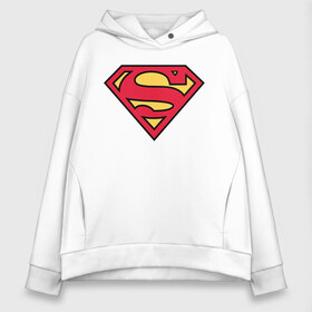 Женское худи Oversize хлопок с принтом Superman logo в Рязани, френч-терри — 70% хлопок, 30% полиэстер. Мягкий теплый начес внутри —100% хлопок | боковые карманы, эластичные манжеты и нижняя кромка, капюшон на магнитной кнопке | clark kent | superman | кларк кент | супермен | супермэн