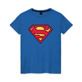 Женская футболка хлопок с принтом Superman logo в Рязани, 100% хлопок | прямой крой, круглый вырез горловины, длина до линии бедер, слегка спущенное плечо | clark kent | superman | кларк кент | супермен | супермэн