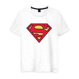 Мужская футболка хлопок с принтом Superman logo в Рязани, 100% хлопок | прямой крой, круглый вырез горловины, длина до линии бедер, слегка спущенное плечо. | clark kent | superman | кларк кент | супермен | супермэн