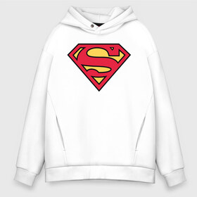 Мужское худи Oversize хлопок с принтом Superman logo в Рязани, френч-терри — 70% хлопок, 30% полиэстер. Мягкий теплый начес внутри —100% хлопок | боковые карманы, эластичные манжеты и нижняя кромка, капюшон на магнитной кнопке | clark kent | superman | кларк кент | супермен | супермэн