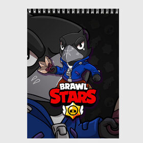 Скетчбук с принтом BRAWL STARS CROW в Рязани, 100% бумага
 | 48 листов, плотность листов — 100 г/м2, плотность картонной обложки — 250 г/м2. Листы скреплены сверху удобной пружинной спиралью | brawl stars | brawl stars crow | brawler | crow | бравл старз | бравлер | ворон