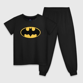 Детская пижама хлопок с принтом Batman logo в Рязани, 100% хлопок |  брюки и футболка прямого кроя, без карманов, на брюках мягкая резинка на поясе и по низу штанин
 | bat man | batman | batman comics | caped crusader | comics | dark knight | бетмен | брюс уэйн | бэт мен | бэтмен | тёмный рыцарь