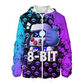 Мужская куртка 3D с принтом Brawl Stars 8-BIT в Рязани, ткань верха — 100% полиэстер, подклад — флис | прямой крой, подол и капюшон оформлены резинкой с фиксаторами, два кармана без застежек по бокам, один большой потайной карман на груди. Карман на груди застегивается на липучку | 8 bit | 8 бит | brawl | brawl stars | crow | leon | stars | бравл | бравл старс | браво старс | игра | компьютерная | кров | леон | онлайн | старс