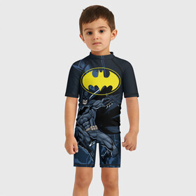 Детский купальный костюм 3D с принтом Batman в Рязани, Полиэстер 85%, Спандекс 15% | застежка на молнии на спине | bat man | batman | batman comics | caped crusader | comics | dark knight | бетмен | брюс уэйн | бэт мен | бэтмен | тёмный рыцарь