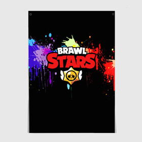 Постер с принтом BRAWL STARS в Рязани, 100% бумага
 | бумага, плотность 150 мг. Матовая, но за счет высокого коэффициента гладкости имеет небольшой блеск и дает на свету блики, но в отличии от глянцевой бумаги не покрыта лаком | android | brawl stars | crow | games | leon | mobile game | stars | бравл старс | ворон | игры | леон | мобильные игры