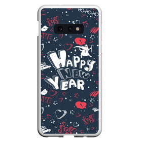 Чехол для Samsung S10E с принтом Happy new Year в Рязани, Силикон | Область печати: задняя сторона чехла, без боковых панелей | Тематика изображения на принте: happy new year | santa | дед мороз | каникулы | мороз | новогодний свитер | новый год | оливье | праздник | рождество | санта клаус | свитер новогодний | снег | снегурочка | снежинки