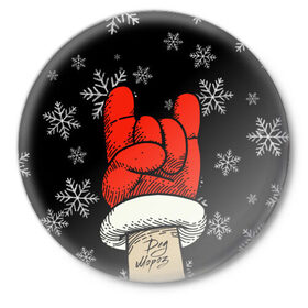 Значок с принтом Рок Дед Мороз в Рязани,  металл | круглая форма, металлическая застежка в виде булавки | Тематика изображения на принте: happy new year | santa | дед мороз | каникулы | мороз | новогодний свитер | новый год | оливье | праздник | рождество | санта клаус | свитер новогодний | снег | снегурочка | снежинки