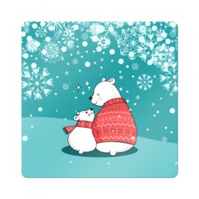 Магнит виниловый Квадрат с принтом North bear в Рязани, полимерный материал с магнитным слоем | размер 9*9 см, закругленные углы | happy new year | santa | дед мороз | каникулы | мороз | новогодний свитер | новый год | оливье | праздник | рождество | санта клаус | свитер новогодний | снег | снегурочка | снежинки