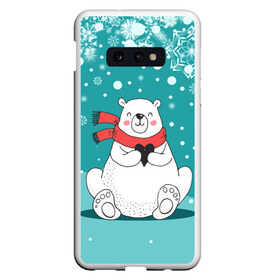 Чехол для Samsung S10E с принтом North bear в Рязани, Силикон | Область печати: задняя сторона чехла, без боковых панелей | Тематика изображения на принте: happy new year | santa | дед мороз | каникулы | мороз | новогодний свитер | новый год | оливье | праздник | рождество | санта клаус | свитер новогодний | снег | снегурочка | снежинки