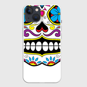 Чехол для iPhone 13 с принтом Skull   сахарный череп в Рязани,  |  | calavera | day of the dead | dia de los muertos | halloween | skull | sugar skull | готика | день мертвых | колдовство | мексиканский череп | мистика | подарок | сахарный череп | цветы | череп