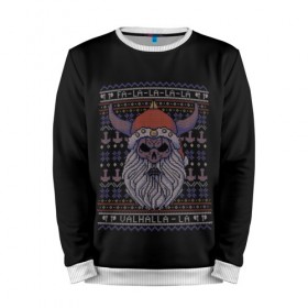 Мужской свитшот 3D с принтом Vikings Xmas Sweater в Рязани, 100% полиэстер с мягким внутренним слоем | круглый вырез горловины, мягкая резинка на манжетах и поясе, свободная посадка по фигуре | christmas | king | new | ragnar | skandinavia | snow | snowflakes | valhalla | vikings | xmas | year | вальхалла | викинги | год | король | новый | рагнар | рождество | скандинавия | снег