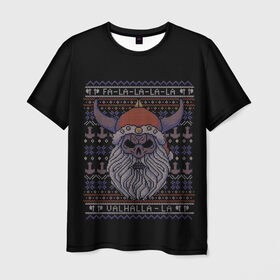 Мужская футболка 3D с принтом Vikings Xmas Sweater в Рязани, 100% полиэфир | прямой крой, круглый вырез горловины, длина до линии бедер | christmas | king | new | ragnar | skandinavia | snow | snowflakes | valhalla | vikings | xmas | year | вальхалла | викинги | год | король | новый | рагнар | рождество | скандинавия | снег