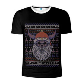 Мужская футболка 3D спортивная с принтом Vikings Xmas Sweater в Рязани, 100% полиэстер с улучшенными характеристиками | приталенный силуэт, круглая горловина, широкие плечи, сужается к линии бедра | christmas | king | new | ragnar | skandinavia | snow | snowflakes | valhalla | vikings | xmas | year | вальхалла | викинги | год | король | новый | рагнар | рождество | скандинавия | снег