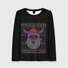 Женский лонгслив 3D с принтом Vikings Xmas Sweater в Рязани, 100% полиэстер | длинные рукава, круглый вырез горловины, полуприлегающий силуэт | christmas | king | new | ragnar | skandinavia | snow | snowflakes | valhalla | vikings | xmas | year | вальхалла | викинги | год | король | новый | рагнар | рождество | скандинавия | снег