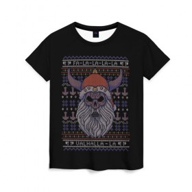 Женская футболка 3D с принтом Vikings Xmas Sweater в Рязани, 100% полиэфир ( синтетическое хлопкоподобное полотно) | прямой крой, круглый вырез горловины, длина до линии бедер | christmas | king | new | ragnar | skandinavia | snow | snowflakes | valhalla | vikings | xmas | year | вальхалла | викинги | год | король | новый | рагнар | рождество | скандинавия | снег