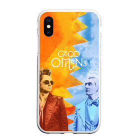 Чехол для iPhone XS Max матовый с принтом Good Omens в Рязани, Силикон | Область печати: задняя сторона чехла, без боковых панелей | aziraphale | crowley | david | demon | good | omens | pratchett | tennant | terry | азирафаэль | ангел | благие | демон | дэвид | знамения | кроули | майкл шин | пратчетт | теннант | терри