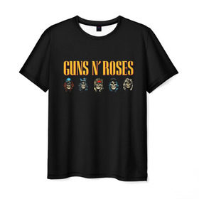 Мужская футболка 3D с принтом Guns n roses в Рязани, 100% полиэфир | прямой крой, круглый вырез горловины, длина до линии бедер | axl rose | geffen records | gnr | guns | rock | roses | slash | гансы | пистолеты | розы | рок | слеш | эксл роуз