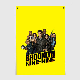 Постер с принтом Brooklyn Nine-Nine в Рязани, 100% бумага
 | бумага, плотность 150 мг. Матовая, но за счет высокого коэффициента гладкости имеет небольшой блеск и дает на свету блики, но в отличии от глянцевой бумаги не покрыта лаком | 9 9 | 99 | andy | beatriz | brooklyn | detective | diaz | jake | nine nine | peralta | rosa | samberg | stephanie | беатрис | бруклин | детектив | джейк | перальта | роза | стефани | сэмберг | энди