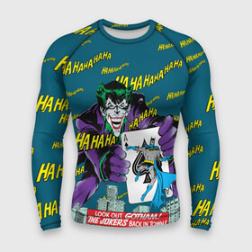 Мужской рашгард 3D с принтом The Joker Back in Town в Рязани,  |  | arkham asylum | batman | batman vs superman | bruce wayne | gotham | joker | justice league | shtatjoker | аркхем | бэтмен | джокер