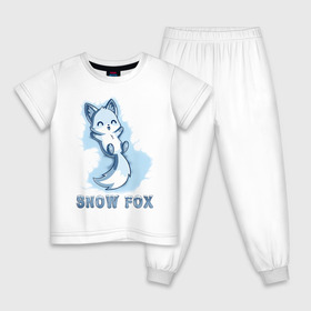 Детская пижама хлопок с принтом Snow fox в Рязани, 100% хлопок |  брюки и футболка прямого кроя, без карманов, на брюках мягкая резинка на поясе и по низу штанин
 | Тематика изображения на принте: fox | snow | лис | лиса | лисёнок | лисичка | снег