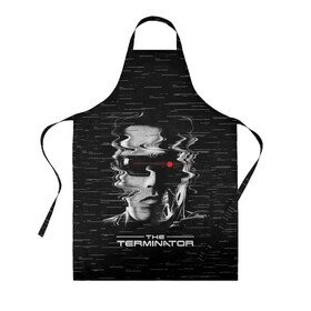 Фартук 3D с принтом The Terminator в Рязани, 100% полиэстер | общий размер — 65 х 85 см, ширина нагрудника — 26 см, горловина — 53 см, длина завязок — 54 см, общий обхват в поясе — 173 см. Принт на завязках и на горловине наносится с двух сторон, на основной части фартука — только с внешней стороны | arnold | connor | john | robot | schwarzenegger | skynet | t 800 | terminator | арнольд | джон | коннор | ликвидатор | небесная | робот | сеть | скайнет | терминатор | шварценеггер