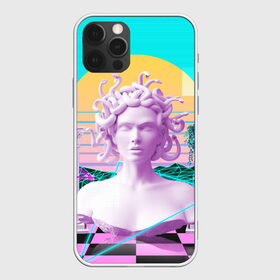 Чехол для iPhone 12 Pro Max с принтом Медуза Горгона в Рязани, Силикон |  | vaporwave | медуза горгона | неон | пальмы | скульптура | существо