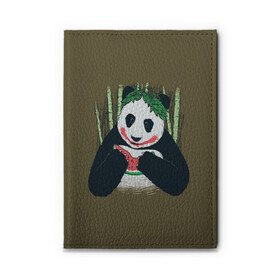Обложка для автодокументов с принтом Panda в Рязани, натуральная кожа |  размер 19,9*13 см; внутри 4 больших “конверта” для документов и один маленький отдел — туда идеально встанут права | animal | арбуз | бамбук | животное | панда